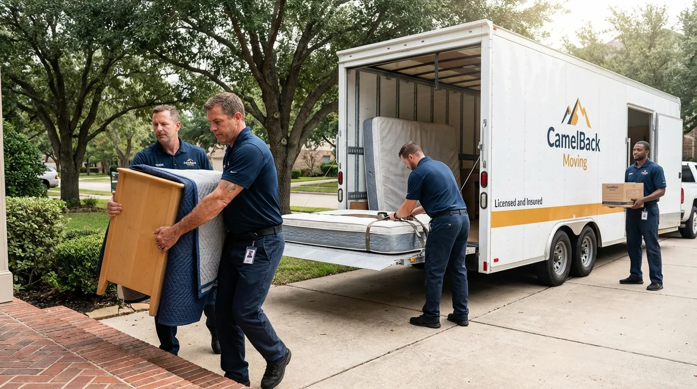 Crew loading residential truck for cross-state move from Fort Washington, MD