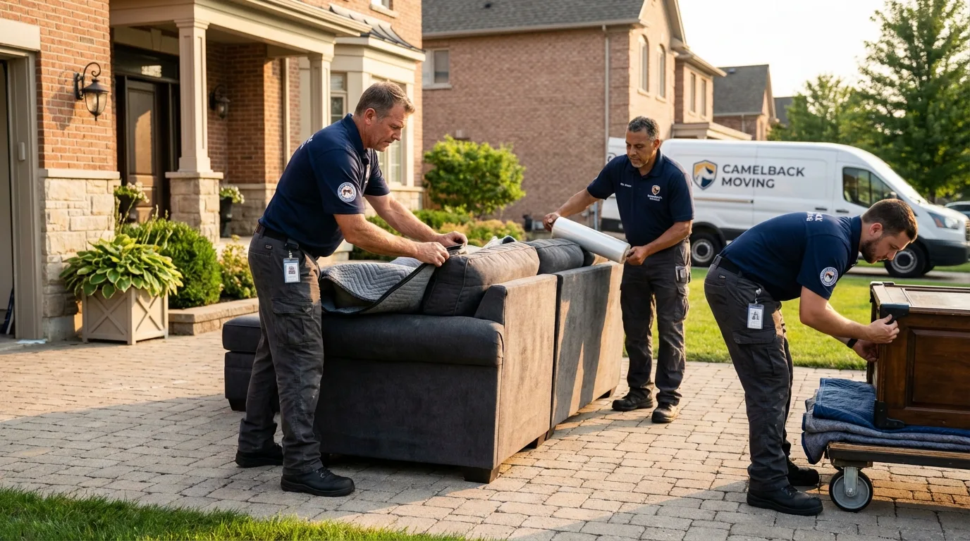 Large estate moving crew wrapping furniture in Fort Washington, MD