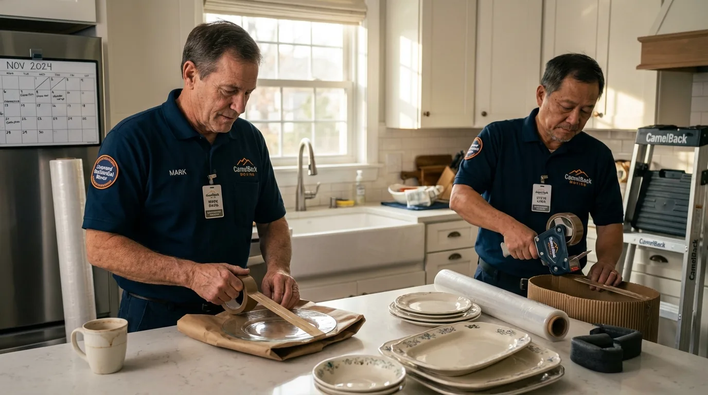 Professional crew packing kitchen dishware in Fort Washington, MD